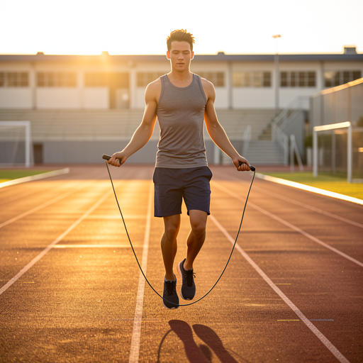 man jumping rope outdoors