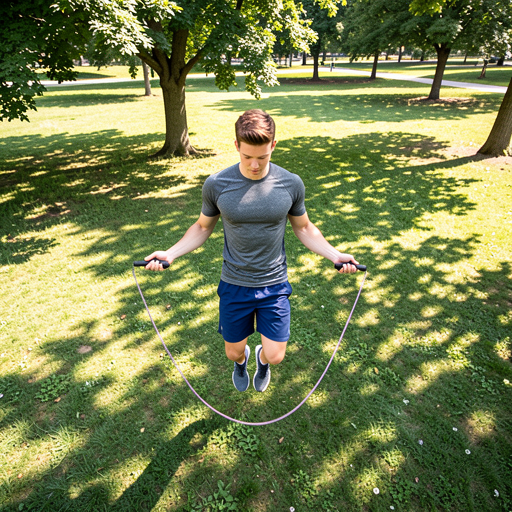 man jumping rope outdoors
