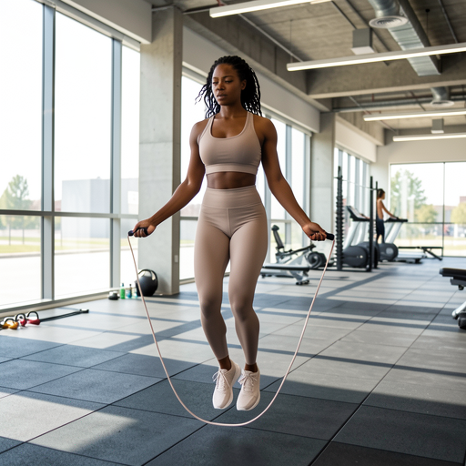 woman jumping rope gym