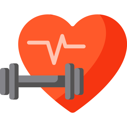a heart and dumbbel for fitnes and for health