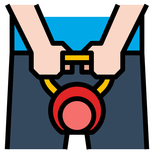 person lifting kettlebell