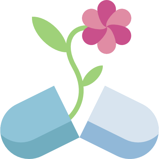 a medicine pill with a flower growing from it